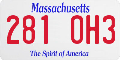 MA license plate 281OH3
