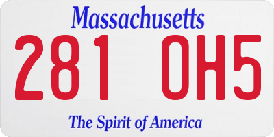 MA license plate 281OH5