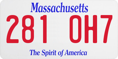MA license plate 281OH7