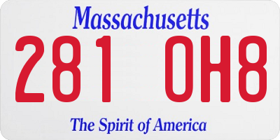 MA license plate 281OH8