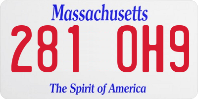 MA license plate 281OH9