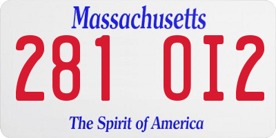 MA license plate 281OI2