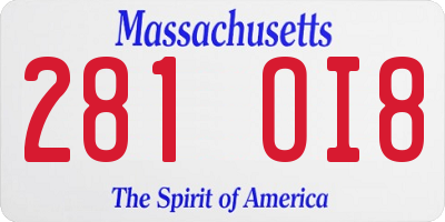 MA license plate 281OI8
