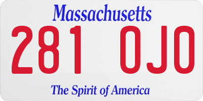 MA license plate 281OJ0