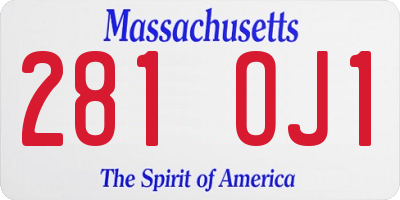 MA license plate 281OJ1