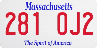MA license plate 281OJ2