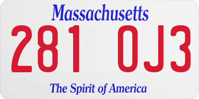 MA license plate 281OJ3