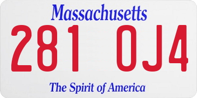 MA license plate 281OJ4