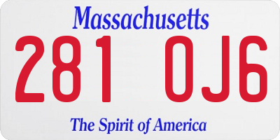 MA license plate 281OJ6