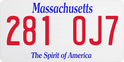 MA license plate 281OJ7