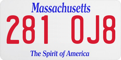 MA license plate 281OJ8