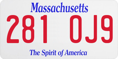 MA license plate 281OJ9