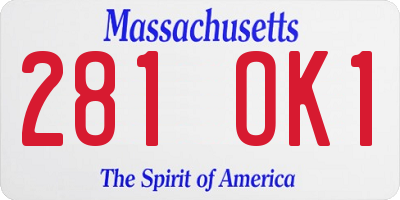 MA license plate 281OK1