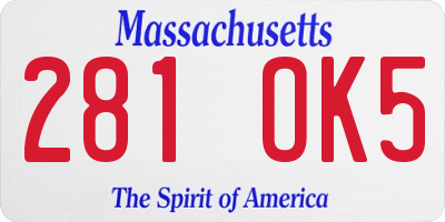 MA license plate 281OK5