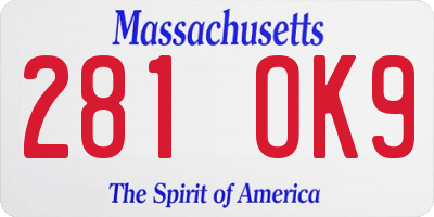 MA license plate 281OK9