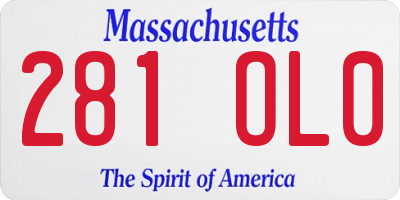 MA license plate 281OL0