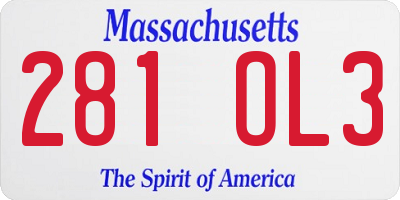 MA license plate 281OL3