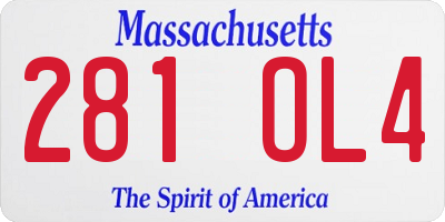 MA license plate 281OL4