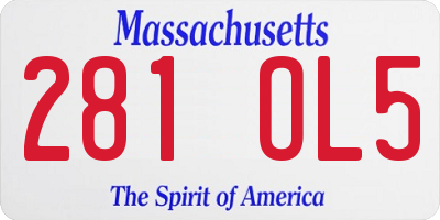 MA license plate 281OL5