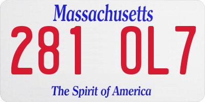 MA license plate 281OL7