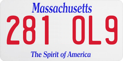 MA license plate 281OL9