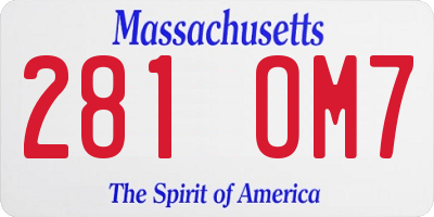 MA license plate 281OM7