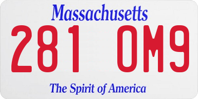 MA license plate 281OM9