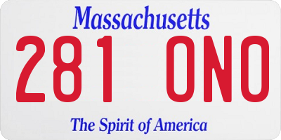MA license plate 281ON0