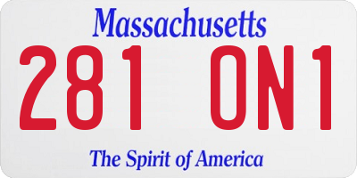 MA license plate 281ON1