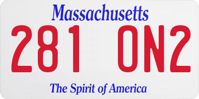 MA license plate 281ON2