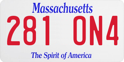 MA license plate 281ON4