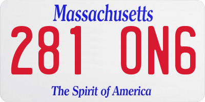 MA license plate 281ON6
