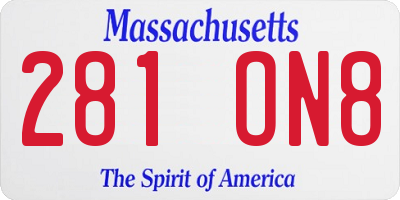 MA license plate 281ON8