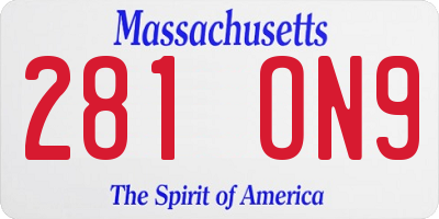 MA license plate 281ON9