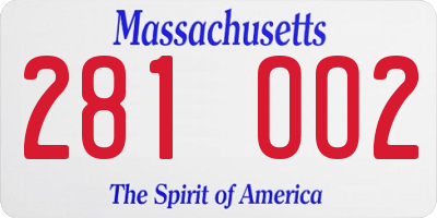 MA license plate 281OO2