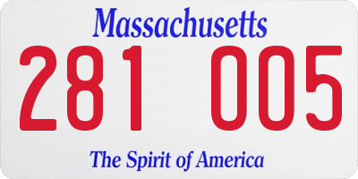 MA license plate 281OO5