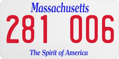 MA license plate 281OO6