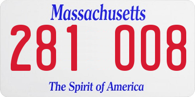 MA license plate 281OO8