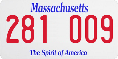 MA license plate 281OO9