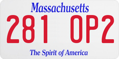 MA license plate 281OP2