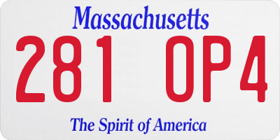 MA license plate 281OP4