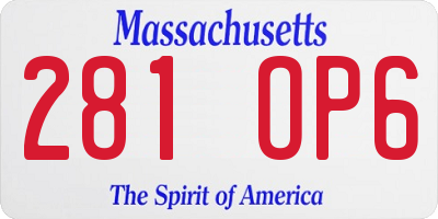 MA license plate 281OP6