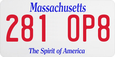 MA license plate 281OP8