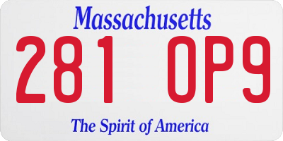 MA license plate 281OP9
