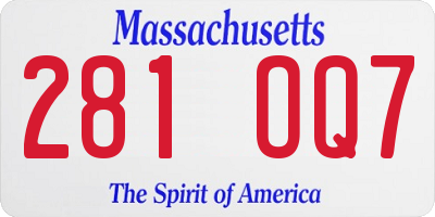 MA license plate 281OQ7