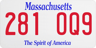MA license plate 281OQ9