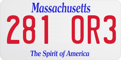 MA license plate 281OR3