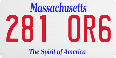 MA license plate 281OR6