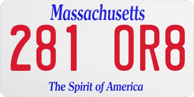 MA license plate 281OR8