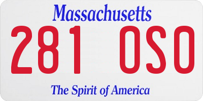 MA license plate 281OS0